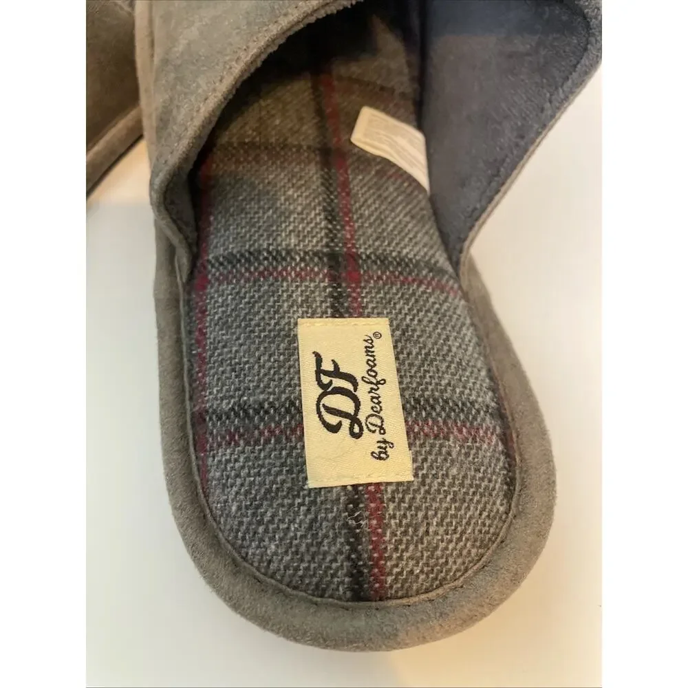 Mens DF By Dearform Slip On House Slippers, Dark Heather Grey, XL 13-14